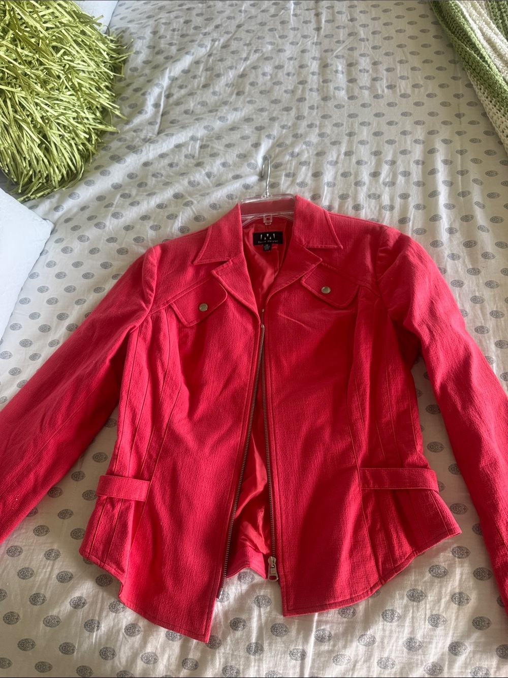 David Meister Modern Geranium color Zip-Front Jacket